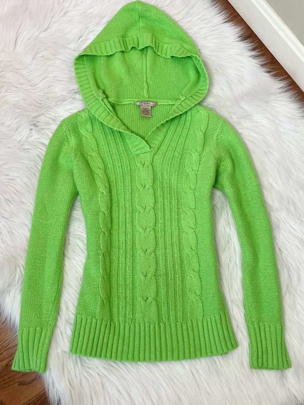 Vintage Y2K green cable hoodie sweater by Arizona